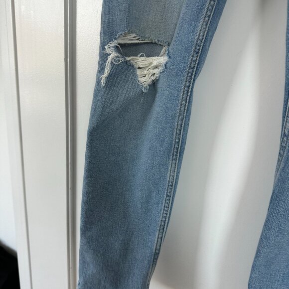 RE/DONE 90's High Rise Ankle Crop Jeans In Sanded Blue Sz 29 Distressed Denim - Picture 7 of 9